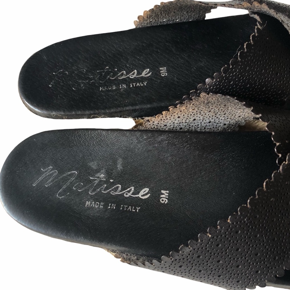 MATISSE Leather Sandals Espadrilles Sz 9M Black - Picture 8 of 10
